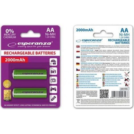 Pile Rechargeable - Ni-MH - AA - 1 2 V - 2000 mAh - Pour Télécommande Jouet Lampe Torche - Lot de 2