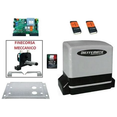 Kit Motore Per Cancello Scorrevole 600kg 230v Attuatore Centrale Con + 2 Tx 4ch
