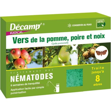 Nématodes SF anti carpocapses pour pommes, poires et noix – 30M pour 60m² – Lutte biologique ciblée contre vers de la pomme – Décamp'