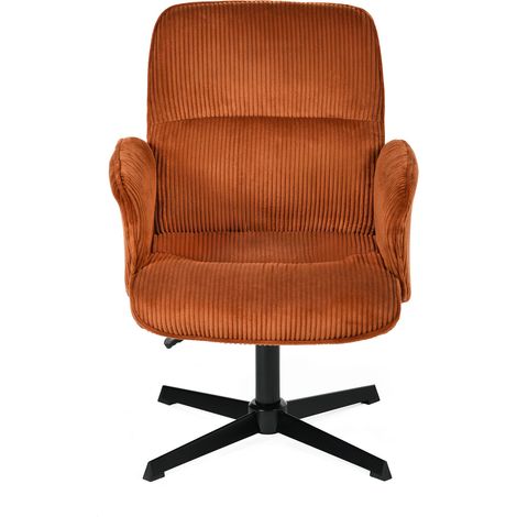 Meuble Cosy Fauteuil de Bureau Chaise de Coiffeuse Ergonomique Siège Pivotant Hauteur Réglable avec Accoudoir en Velours Côtelé sans roulettes Jambes Croisées Capacité 120 kg Rouge (1/5)