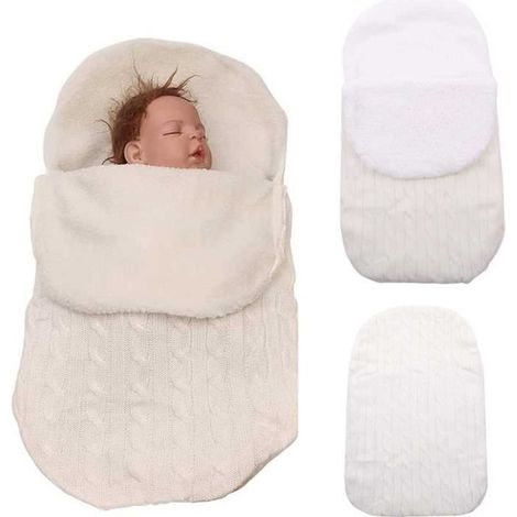 Sac de couchage - FOLAYA - Unisexe - Polaire épaisse - Doux - Pour bébés 0-12 mois - Blanc (1/3)