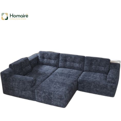 Canapé modulable en velours bleu 252 x 180 x 82 cm HOMAIRE (1/5)