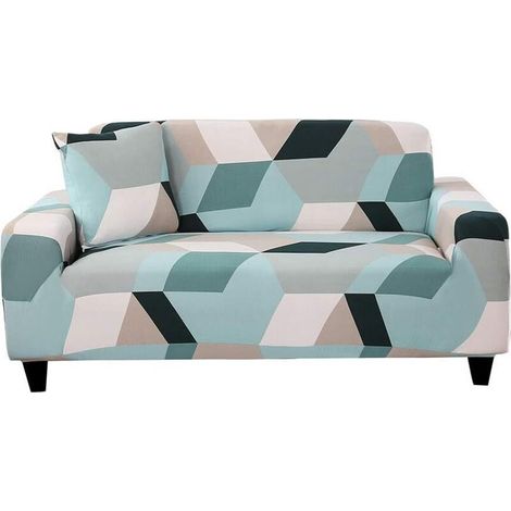 Housse De Canapé 2 Place Extensible Housse Fauteuil Avec Accoudoirs Housse Protection Pour Canapé Elastique Couvre Canapé Universelle, (Fauteuil, Motif Blocs De Couleur Claire) (1/5)