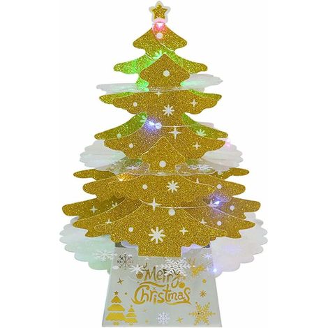 Arbre en papier de Noël avec couvercle en étoiles, mini sapin de Noël pliable avec carte de vœux, dessus de table, décorations créatives,- Lefou (1/5)