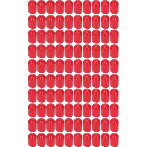 100 embouts de protection de filetage ronds et flexibles en PVC ignifugé, rouges, de 12 mm (1/5)