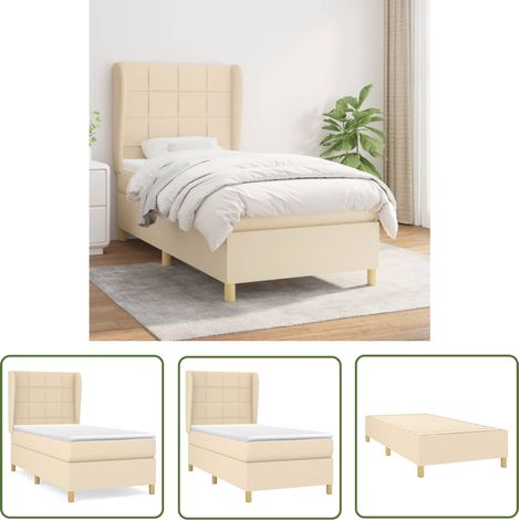 The Living Store Boxspringbett mit Matratze Creme 80x200 cm Stoff - Boxspringbett - Betten - Schlafräume - Cremefarbenes Bett - Doppelbett (1/5)