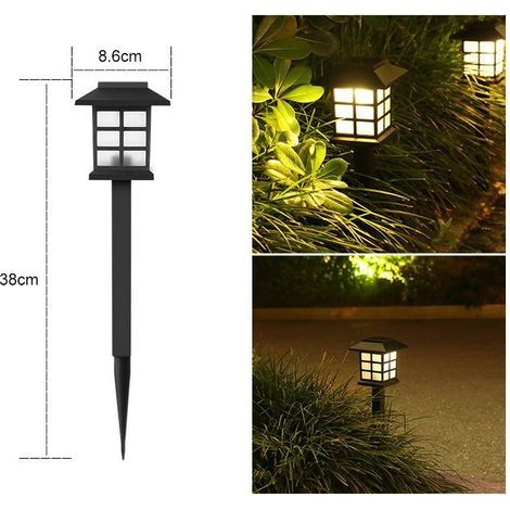 6PCS Luminaires À Énergie Solaire LED Pour L'extérieur, Pour Le Patio, La Pelouse, La Cour, L'allée, Le Chemin Et Le Paysage - 8.6 X 8.6 X 38cm (lumière chaude) (1/5)