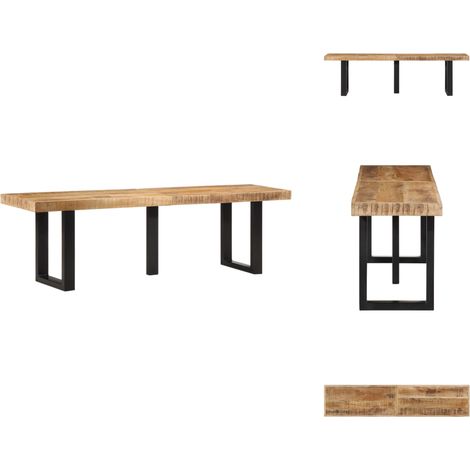 Banc 160 cm bois de manguier brut massif et acier - Banc Design Industriel - Banc Bois Massif - Banc Manguier - Banc Entrée - Banc Salon (1/5)