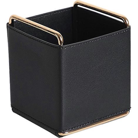 Porte-crayons élégant en cuir, accessoire de bureau multifonctionnel pour ranger stylos et pinceaux de maquillage, cuir PU uni classique. (1/4)