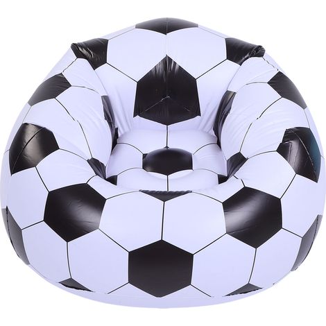 Fauteuil Gonflable Football PVC Design Iconique Confortable Salon Chambre Balcon Portable Résistant 120kg Noir et Blanc (1/5)