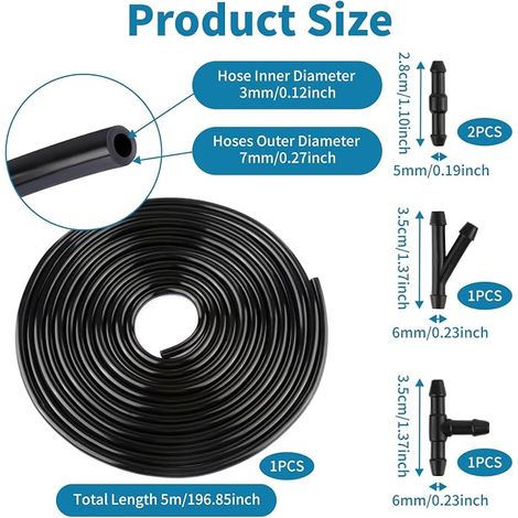 Hose Hose Depression Air Intake with Connecting Tubes, Suitable for Car Glass Water Pipe Replacement and Oxygen Delivery in the Aquarium (1/4)