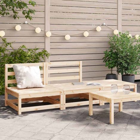 Canapé de jardin 2 places avec repose-pieds en bois de pin massif modulable 210 x 70 x 67 cm - PANGIVO (1/5)