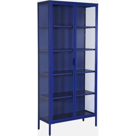 Credenza in acciaio e vetro temperato 2 porte, 180cm (1/5)