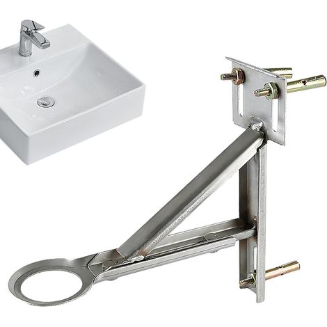 Supports de lavabo sous plan - Réglables pour vasques de cuisine et de salle de bain (9 à 12,5 pouces), forme triangulaire, fixation sous plan, support robuste pour une installation sécurisée Acier a (1/5)