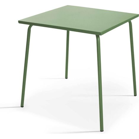 Table de jardin carrée en métal vert cactus - Palavas (1/5)