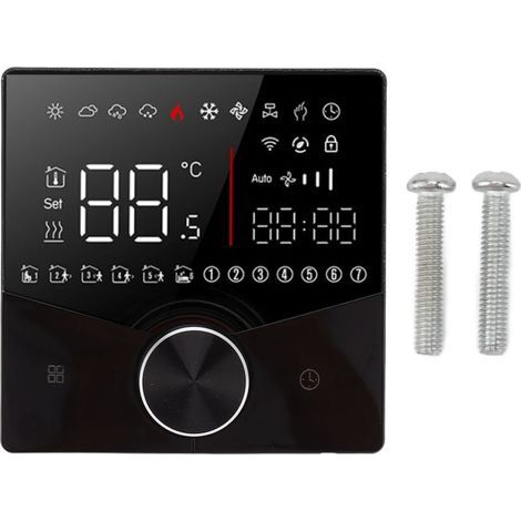 Bouton de Thermostat intelligent, panneau d'affichage couleur LCD numérique pour Sauna, système de chauffage par le sol, noir (1/5)