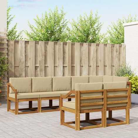 vidaXL Ensemble de canapés d'extérieur 8 pcs Naturel et Beige (1/5)