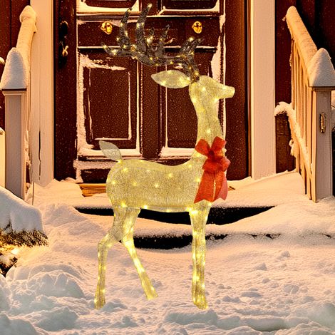 Reno Luminoso de Navidad Decoración de Navidad con 137 LED Blanco Cálido Illuminación Navideña para Hogar Jardín Dorado (1/5)