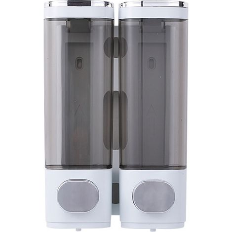 Risparmia iZZZHH Dispenser di sapone da doccia ad alta capacità per bagno e hotel – 2 dispenser di shampoo e balsamo a parete, non è necessaria la foratura.