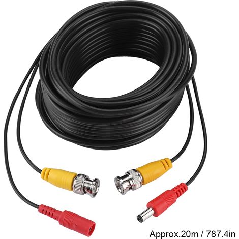 Câble d'extension vidéo BNC 2,1 mm pour système CCTV, usage commercial et résidentiel (20 mètres) (1/5)