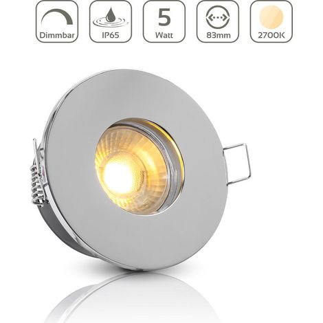 Einbauspot IP65 rund - Farbe: Chrom - LED Leuchtmittel: GU10 5W warmweiß dimmbar (1/5)