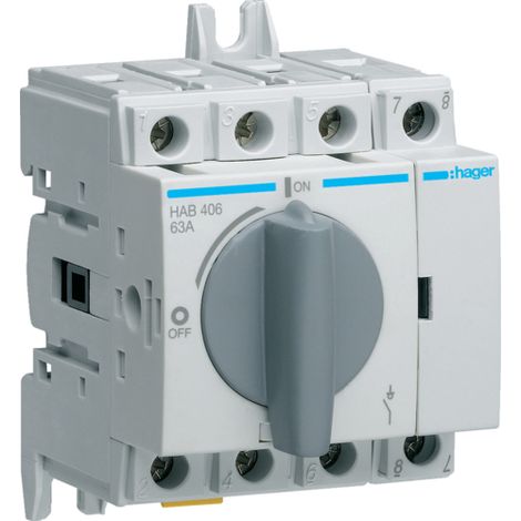 Hager Interruptor de carga HAB406 4P 63A gris