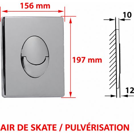 Plaque Déclenchement Pneumatique WC SKATE AIR Argent Pulvérisé, Double Touche 1 × 1 × 1 cm 1 g – Livraison gratuite