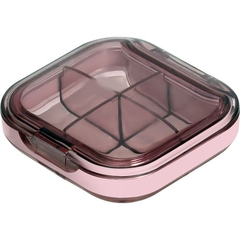 Pilulier portable mini transparent rose, boîte à médicaments étanche de qualité alimentaire pour voyage, organisateur de pilules de poche, distributeur de rangement domestique (1/5)