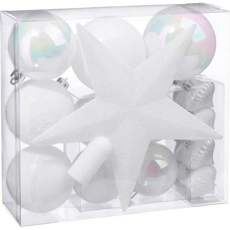 Kit de décoration pour sapin de Noël Blanc 20 cm (1/2)