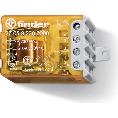 Finder – Relais d'impulsion 230V – 1 ou 2 contacts NO – Montage sur panneau – Compatible avec 24 boutons lumineux – 3 séquences d'éclairage