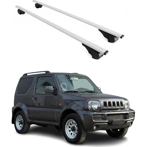 OMAC Dachträger Querträger für Suzuki Jimny III 1998-2018 – Abschließbar – Max. 75 kg – 2 Stangen Stahl Silber (1/5)