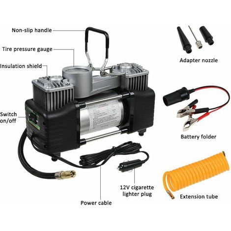 FLITI 12V 150PSI Portable Tire Inflator, Dual Cylinder Electric Air Compressor for Cars with Storage Bag (1/5)