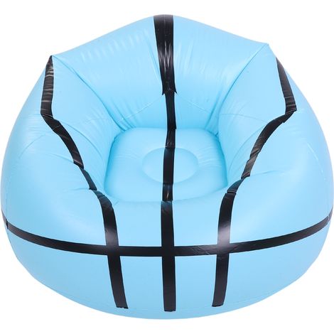 Canapé Gonflable PVC Ergonomique Motif Basket Bleu Confortable pour Salon Lecture Cinéma 110x110x85cm (1/5)