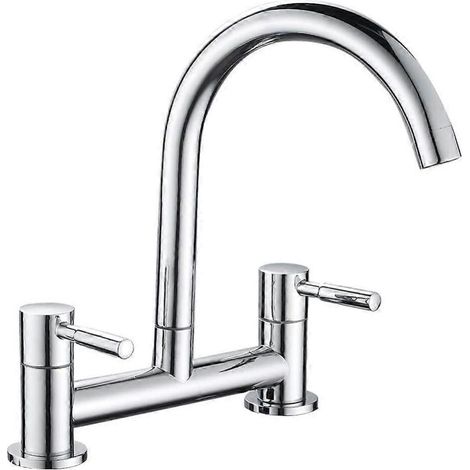 Rubinetto da cucina GETIT, rubinetto da cucina a doppio foro, rubinetto a doppia maniglia, interasse 180 mm, montaggio su piano di lavoro. (1/4)