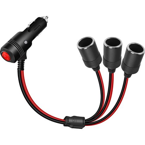 Adaptateur allume-cigare 12V/24V 1 mâle vers 3 prises femelles avec interrupteur (1/5)
