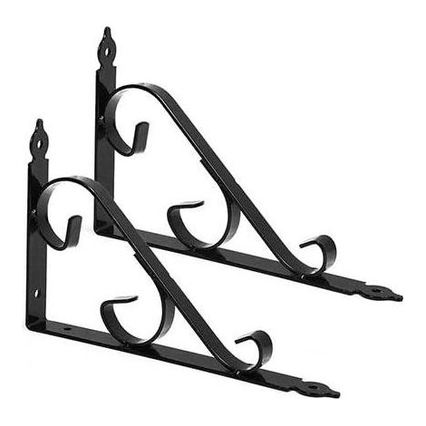 Lot de 2 Équerres Murales en Métal pour étagère d'angle Noir 250 x 164 mm, Noir (1/5)