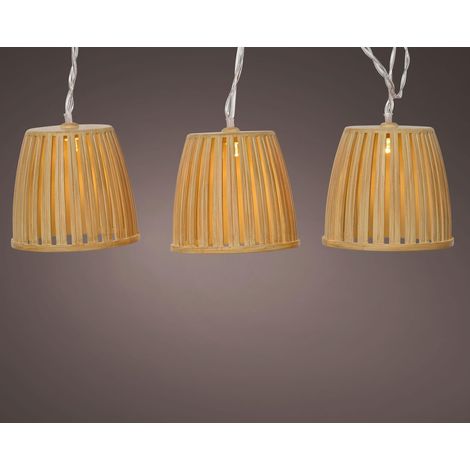 Guirnalda solar cesto de color madera (1/3)