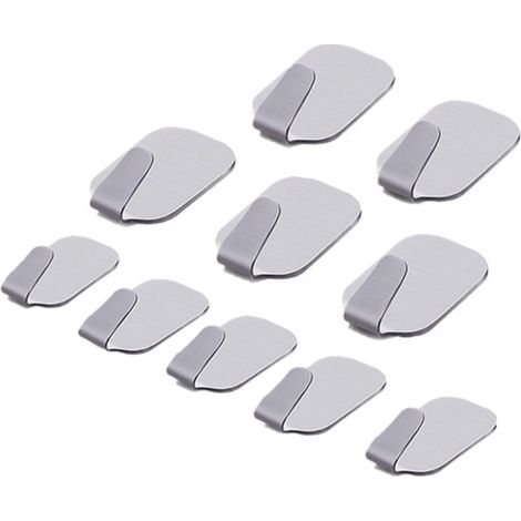 [NUNCA UTILIZADO]Paquete de 10 ganchos autoadhesivos de acero inoxidable 3M para cocina y baño, resistentes al agua y al óxido. (1/5)