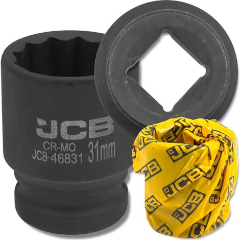 Chiave a bussola a impatto JCB da 3/4" (31 mm) a 12 punte in acciaio Cr-Mo