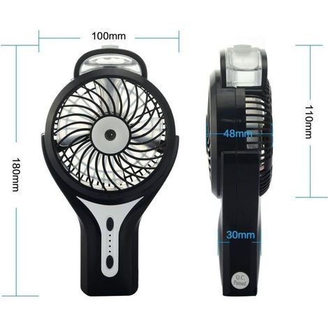 Mini-USB-Ventilator mit Sprühnebel, wiederaufladbarem Akku und persönlicher Kühlwirkung für Zuhause, Büro und Reisen, schwarz (1/4)