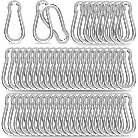 Karabiner, Hochleistungs-Federkarabiner aus verzinktem Stahl mit einer Tragkraft von 100 kg, ideal für Outdoor-Aktivitäten, Hängematten, Schaukeln und Reisen (M5 2 Zoll, 50 Stück) (1/5)