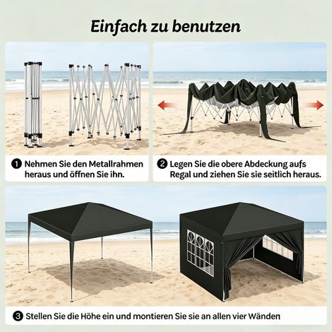 Spacieux pavillon de jardin couvert pour terrasse, mariage, traiteur & événements – abri extérieur populaire et résistant (1/4)