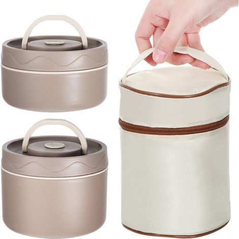 Boîte à lunch bento en acier inoxydable avec double isolation et (1/5)
