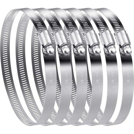 Set mit 6 verstellbaren Schlauchschellen aus Edelstahl 304 (105-127 mm) - Ideal für Wasserleitungen, Gastanks und Kfz-Schläuche