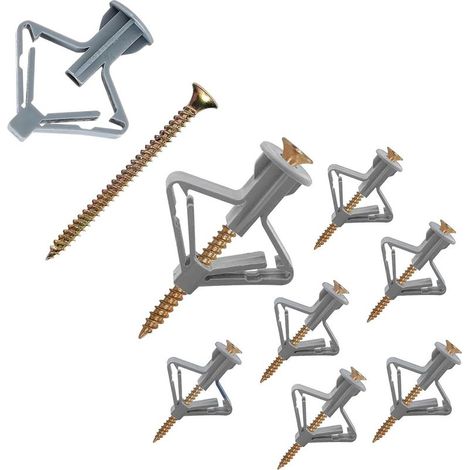 50 Chevilles Murales en Plastique avec Vis - Kit de Fixation pour Cloisons Sèches, Placo, Étagères et Cadres Photo (1/5)