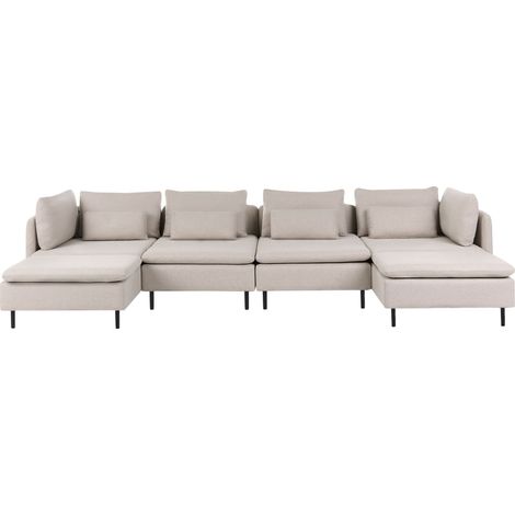 Divano modulare lato sinistro 4 posti in Velluto a coste beige Lemvig