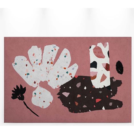 Tableau cuisine original rose noir & blanc | Tableau inspiration scandinave pour salle de bain | Tableau motif terrazzo pour couloir - 0,9 x 0,6 m (1/5)