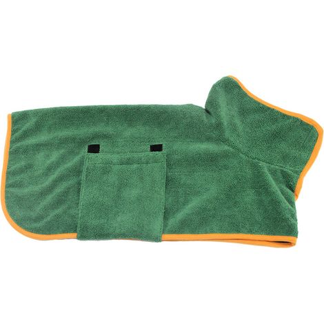 Peignoir de bain pour chien - Serviette de bain moyenne en microfibre avec sangles réglables pour le cou et le ventre - Effet pluie (1/3)