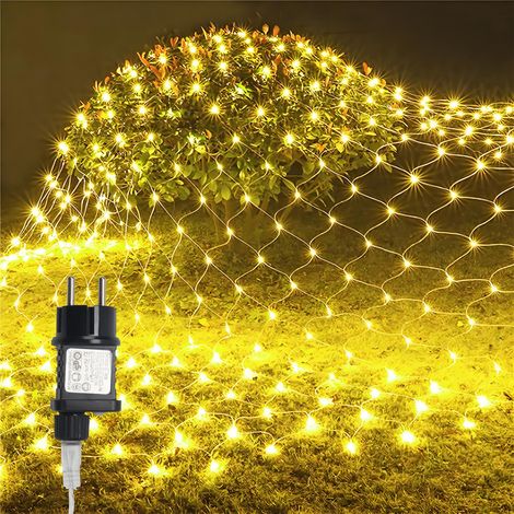 SWANEW Rete luminosa LED Catena luminosa con 8 modalità Tenda luminosa natalizia all'interno all'esterno 3x2M Bianco caldo (1/5)