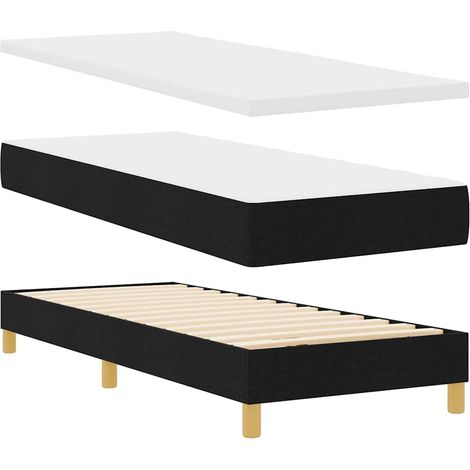 Lit simple,Lit adulte,Lit avec sommier et matelas Noir 80x200 cm en tissu (1/5)